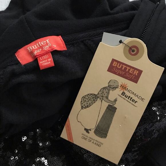 Butter NWT Full Zip Sequins Hoodie Girls L (12) - Picture 9 of 10